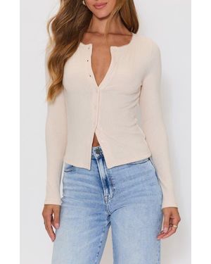 Vici Collection Daphne Rib Knit Button-Up Top - Blue