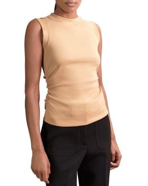 Reiss Trudy Ruched Rib Tank - Black