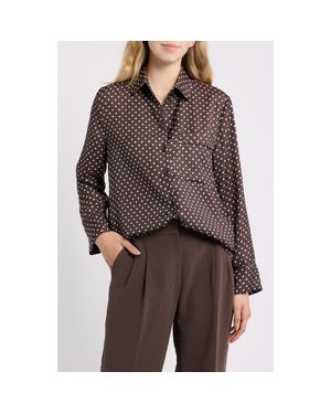 DELUC Survivor Polka Dot Print Button-Up Shirt - Brown