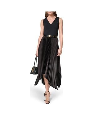 Donna Karan Sleeveless Pleated Dress - Black