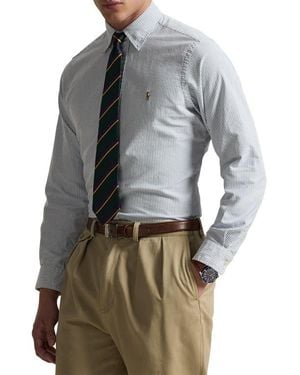 Polo Ralph Lauren Classic Fit Stripe Cotton Button-Down Oxford Shirt - Gray