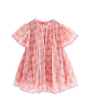 Next Kids' Check Mesh Party Dress - Pink