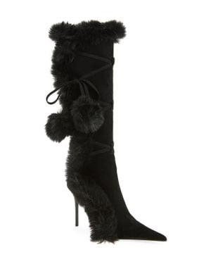 Jeffrey Campbell Chilly Faux Fur Trim Pointed Toe Boot - Black