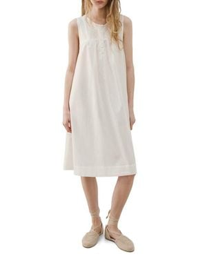 Mango Embroidered Cotton Nightgown - White