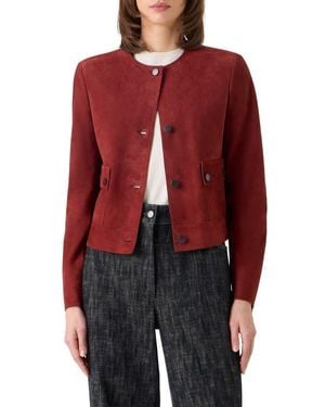 Akris Punto Boxy Suede Jacket - Red