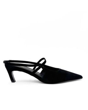 Amie Rafa Connie Slingback Suede Heels - Black