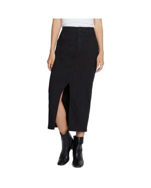 Wash Lab Denim Daily Slit Denim Midi Skirt - Black