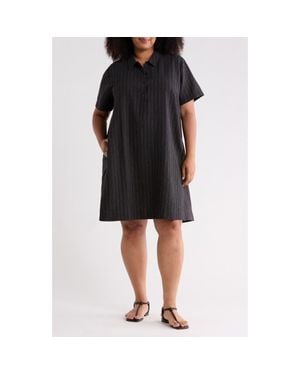 Eileen Fisher Pinstripe Shift Dress - Black