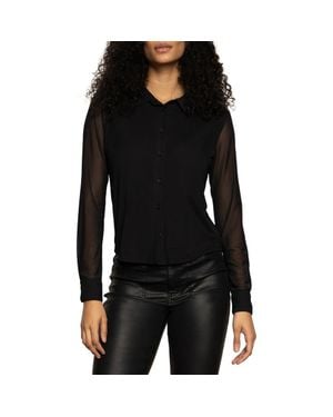 Sanctuary Mesh Button-Up Shirt - Black