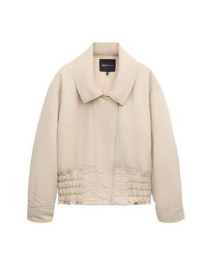 Mango Oversize Gathered Hem Jacket - Natural