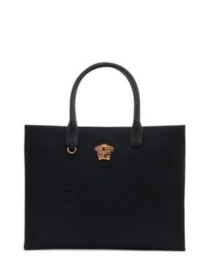 Versace La Medusa Canvas Tote - Black