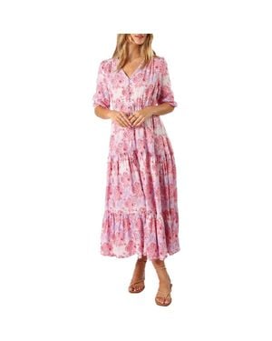 Petal & Pup Kelda Floral Tiered Maxi Dress - Pink