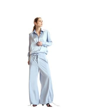 Cynthia Rowley Tuxedo Stripe Wide Leg Pants - Blue