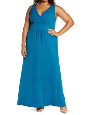 Loveappella Surplice Maxi Dress - Blue