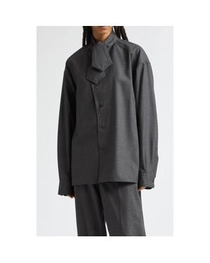 Plan C Wool Shirt With Tie - Black