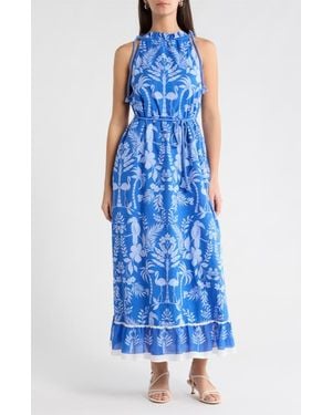 Sugarlips Kimana Floral Halter Maxi Dress - Blue