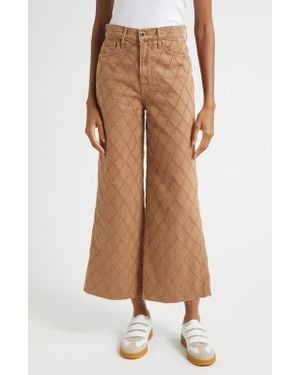 Veronica Beard High Waist Diamond Jacquard Crop Wide Leg Jeans - Brown