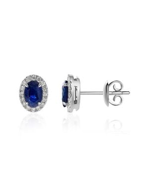 VALANI ATELIER Sapphire & Diamond Halo Stud Earrings - Blue