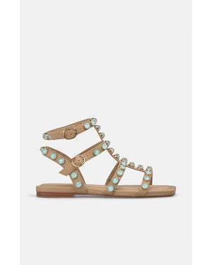 Alma En Pena. Flat Studded Strappy Sandal - Multicolor