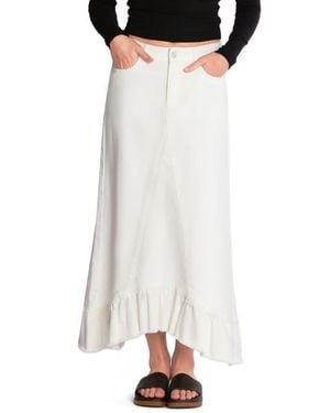 Wash Lab Denim Pieced Ruffle Denim Maxi Skirt - White