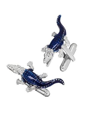 Link Up Brightly Colored Crocodile Cufflinks - Blue