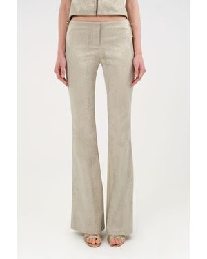 Nocturne Snake Print Jacquard Flare Pants - Natural