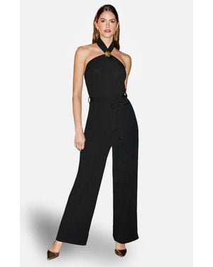 Yumi' Halter Neck Wide Leg Jumpsuit - Black