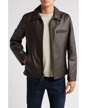 Schott Nyc Waxy Cowhide Leather Moto Jacket - Brown