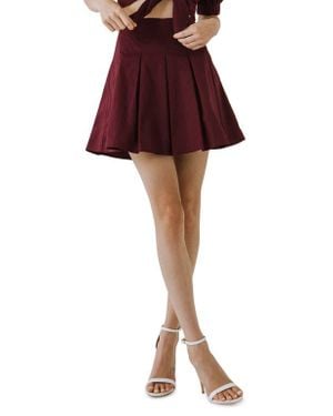 Endless Rose Pleat Cotton Miniskirt - Red