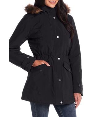 Gallery Faux Fur Trim Hooded Anorak - Black