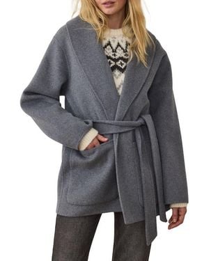 Marine Layer Colette Belted Wool Blend Jacket - Black