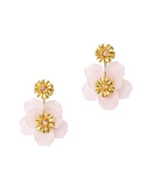 Deepa Gurnani Yuka Flower Drop Earrings - White