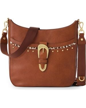 Brahmin Leia Croc Embossed Leather Crossbody Bag - Brown