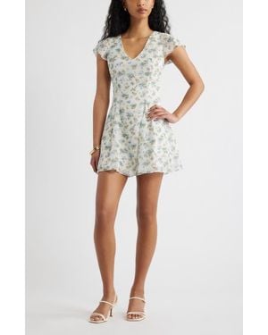 Open Edit Floral Print Fit & Flare Minidress - Multicolor