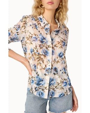 Cami NYC Crosby Burnout Floral Print Chiffon Shirt - White