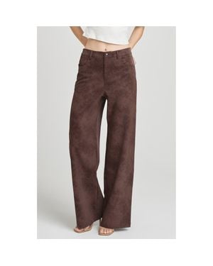 Wayf Freya Faux Suede Pants - Brown