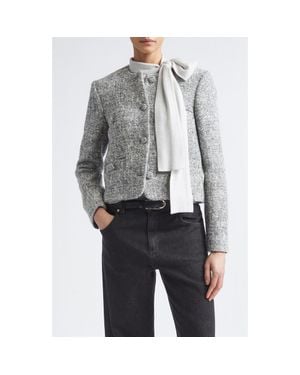 Eleventy Collarless Wool Blend Jacket - Gray