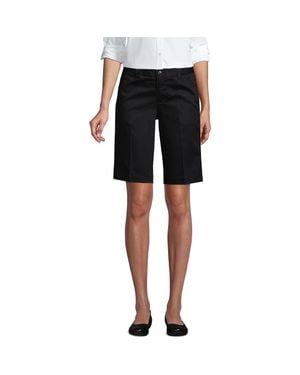 Lands' End School Uniform Young Plain Front Blend Chino Shorts - Black