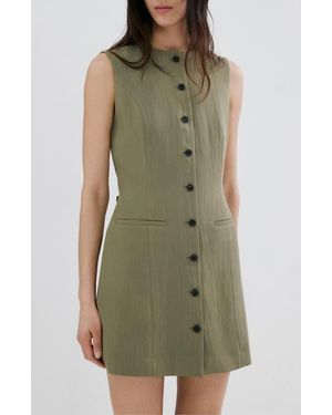 Mango Texture Sleeveless Button Minidress - Green