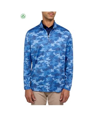 Con.struct Regular Fit Camo Print Recycled Performance Quarter Zip - Blue