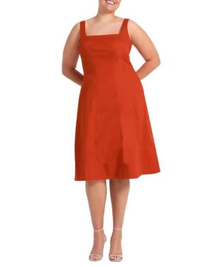 Estelle Rohanna Stretch Cotton Midi Dress - Red