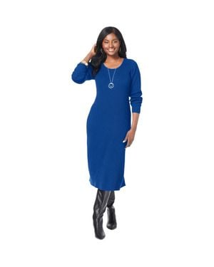 Jessica London Scoop-Neck Sweater Dress - Blue