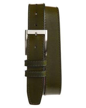 Torino Slab Stitched Leather Belt - Green