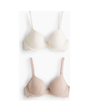 H&M 2-Pack Padded Underwired Cotton Bras - White
