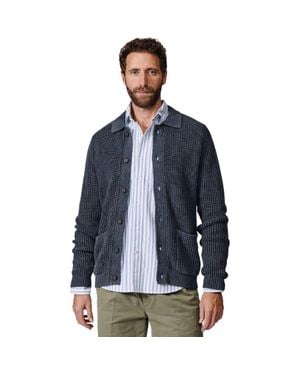 aubi Martin Long Sleeve Collared Cardigan - Blue
