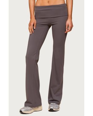 Edikted Oriane Foldover Flare Leggings - Gray