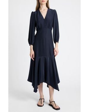 Santorelli Carina Silk Midi Handkerchief Dress - Blue