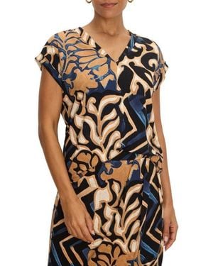 NIC+ZOE Deco Blooms V-Neck Top - Black