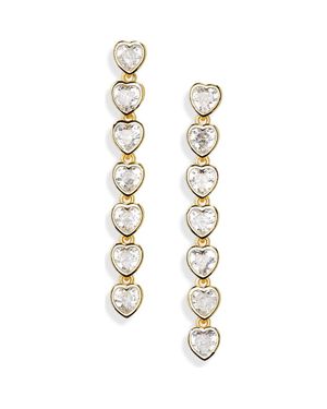 Panacea Crystal Linear Heart Drop Earrings - Metallic