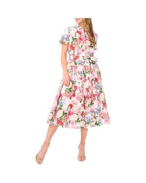Ted Baker Charlie Floral Linen Midi Shirtdress - Red